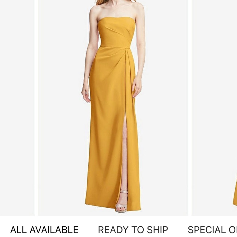 NWT Mustard Crepe Strapless Gown